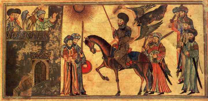 Mohammed unterwirft den jüdischen Stamm Banu Nadir, Zeichnung 14. Jahrhundert (c) wikicommons