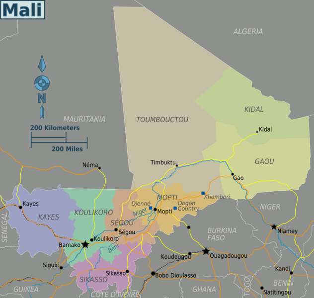 Mali mit Regionen (c) Peter Fitzgerald
